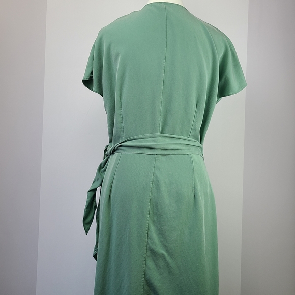 & Other Stories Paris Atelier green true wrap linen blend maxi dress, NWOT,Sz 10 - Picture 3 of 7